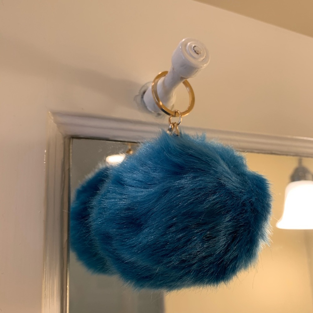 Blue fuzzy key chain